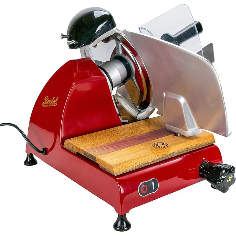 Berkel Red Line 250 Trancheuse professionnelle avec planche à découper 100 % faite main Rouge