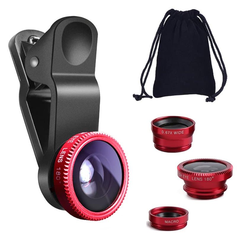 KINGMAS Kit Objectif 3 en 1 Universel fisheye et Macro pour iPad, iPhone 7, 6, 5, Samsung, Blackberry, HTC et la Plupart des Sma