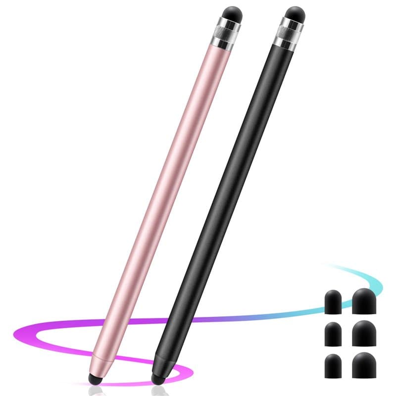 GlasFlength Stylet Tablette, Stylet Tactile Universel 2 en 1 avec Pointe Magnétique en Caoutchouc avec 6 Embouts de Rechange pou