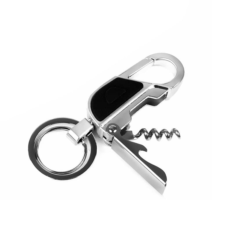 OFKPO 4 en 1 Porte-clés Multifonctions, Porte Clés Décapsuleur, Ouvre-Bouteilles Créatif Porte-clés avec LED