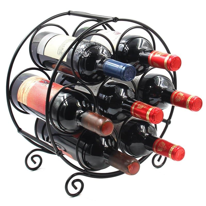 EasyPAG Métal 7 Bouteilles Étagère à Vin Casier à Bouteilles Range Bouteille Porte Bouteille Vin Rangement Bouteille de Vin,Noir