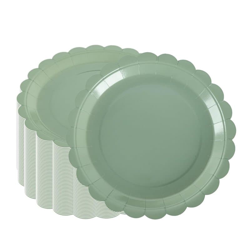 PHUNAT Lot de 50 assiettes de fête vertes de 23 cm, assiettes en carton pour anniversaire, fête prénatale, mariage