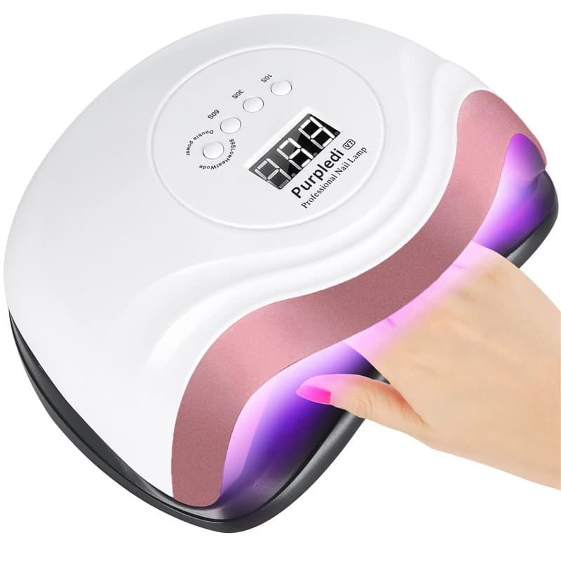 Purpledi Lampe UV LED Ongles Gel,168W Portable Séchoir à Ongles Professionnel,10s/30s/60s/99s, LCD Ecran,Capteur, Base Démontabl