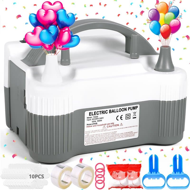 POWZOO Pompe à Ballon électrique avec Accessoires de décoration,Gonfleur Ballon 220-240V 600W,Pompe à Ballon Haute Puissance,Deu