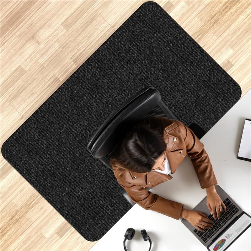 EUZLABBY 140×90cm Tapis Chaise de Bureau,Noir Tapis de Sol Bureau Tissu,épaisseur 5.5 mm, antidérapant,Tapis de Protection en ca