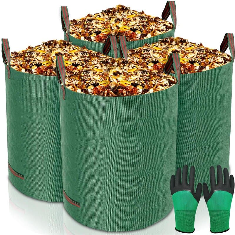 ZQEJEFD Sacs de Jardin 4x272L,Sac de Déchets de Jardin en Polypropylène Extrêmement Robuste (PP),Pliables et Réutilisables,étanc