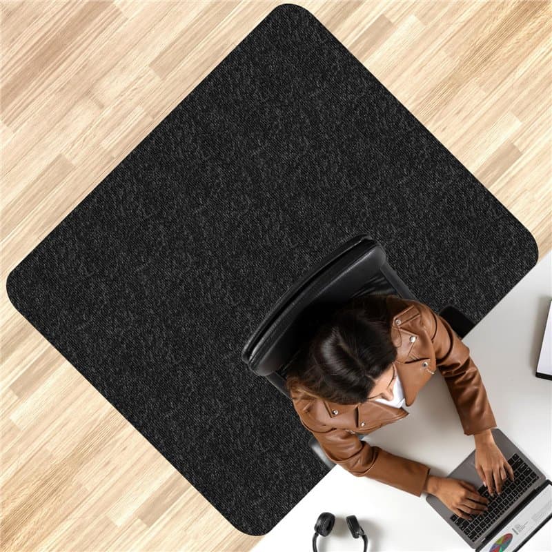 EUZLABBY 105×120cm Tapis Chaise de Bureau,Noir Tapis de Sol Bureau Tissu,épaisseur 5.5 mm, antidérapant,Tapis de Protection en c