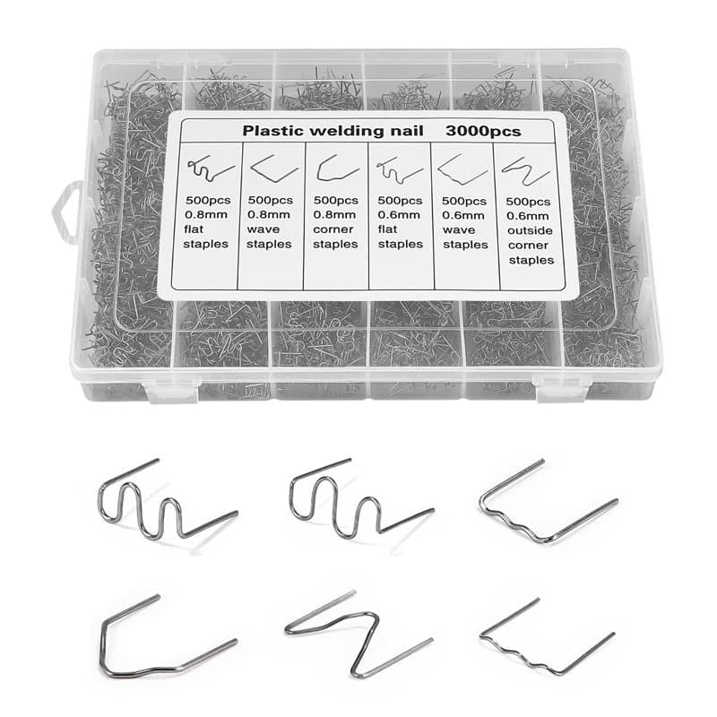 3000 PCS Soudure Plastique Agrafe, 6 types d'agrafes, Agrafes de Soudage de VoitureBaguettes de Soudage Agrafe pour Réparation d