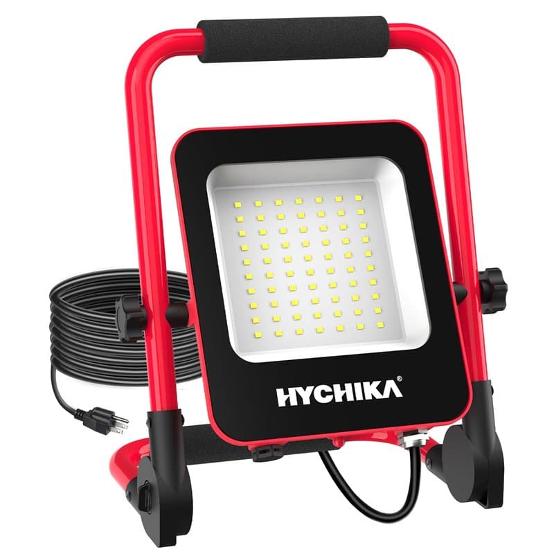 HYCHIKA Projecteur LED Chantier 50W - Éclairage de Chantier Puissant et Étanche IP65,Lumière Blanche 6500K, 5500 Lumens avec Pri