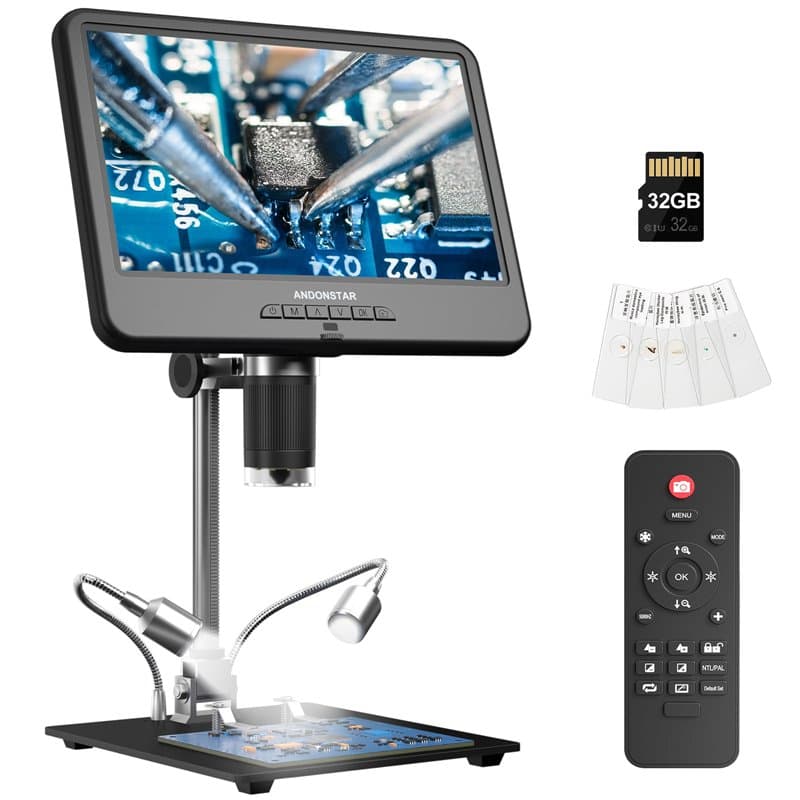 Andonstar AD210 Microscope numérique LCD 10,1 pouces pour adultes, microscope à souder pour réparation électronique, caméra micr
