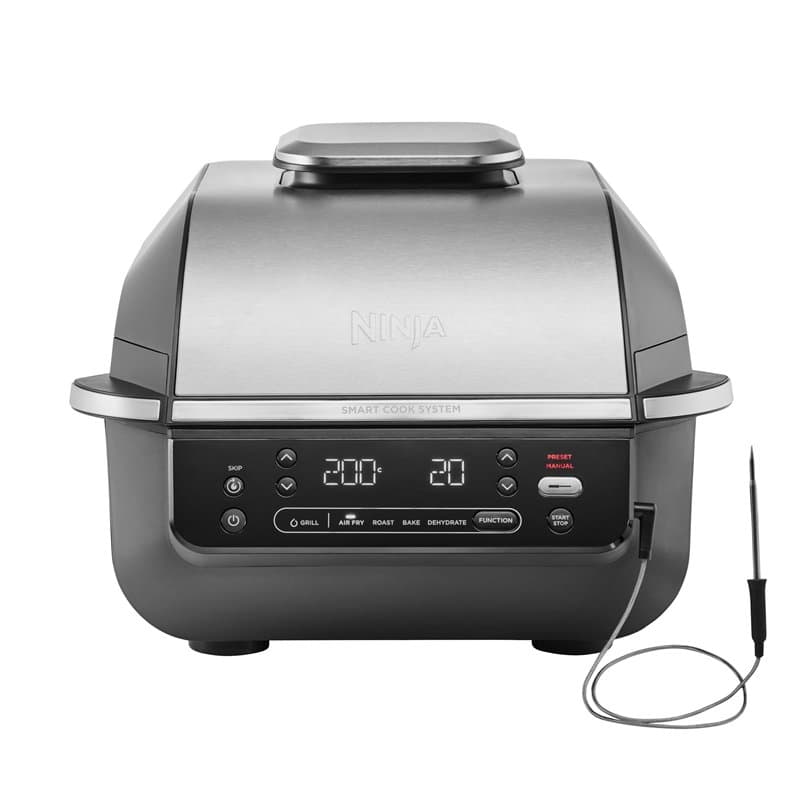 Ninja 5-en-1 Grill d’intérieur et friteuse sans huile, 5 modes, cuit jusqu’à 4 hamburgers, capacité 5,7 l, faible dégagement de