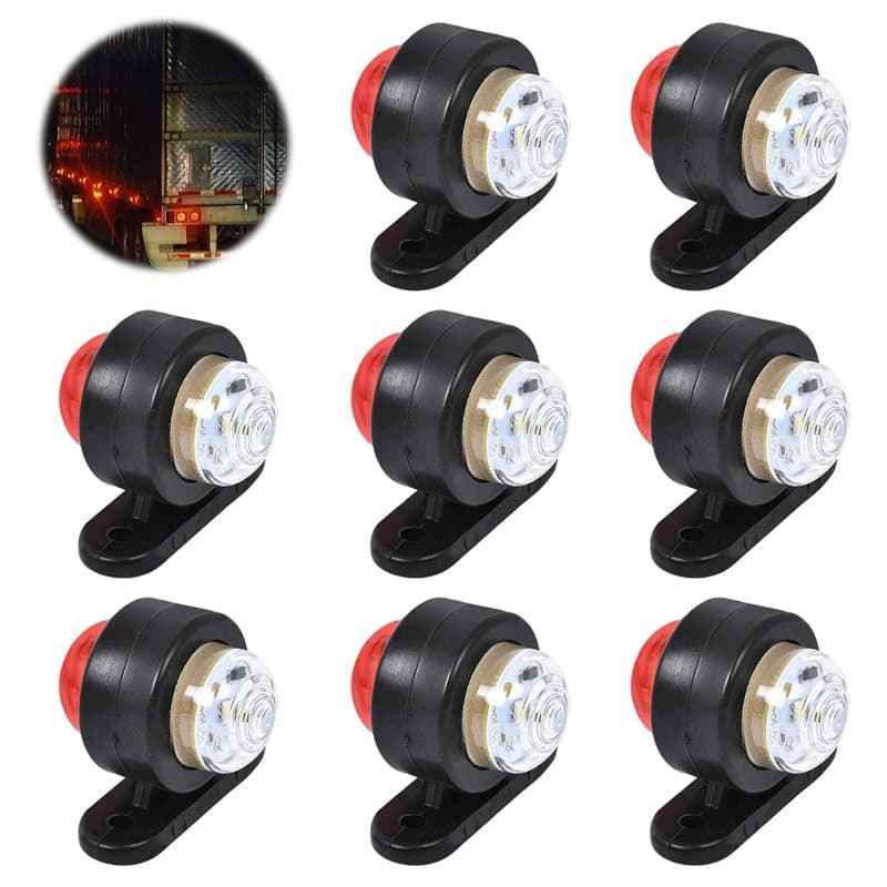 WIYETY Feux de gabarit LED 12/24 V : 8 mini feux de position latéraux étanches pour remorque, camion, voiture, caravane, camping