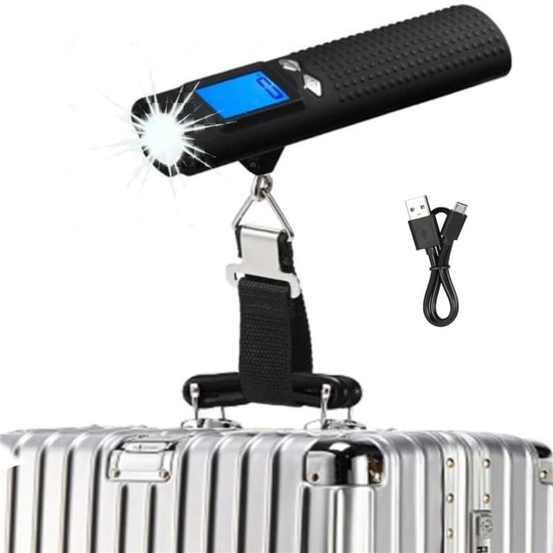 4 en 1 Pese bagage valise électronique rechargeable110Lb/50Kg LCD lampe torche de poche ,Balance à bagages numérique portable Ba