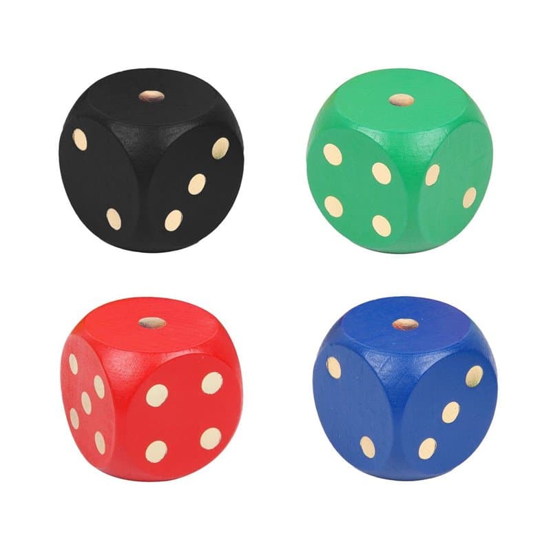 HDGSAFD Pack De 4 Dés en Bois, Gros Dés, Jeu De Lancer, Jouet Éducatif, Support De Jeu Interactif
