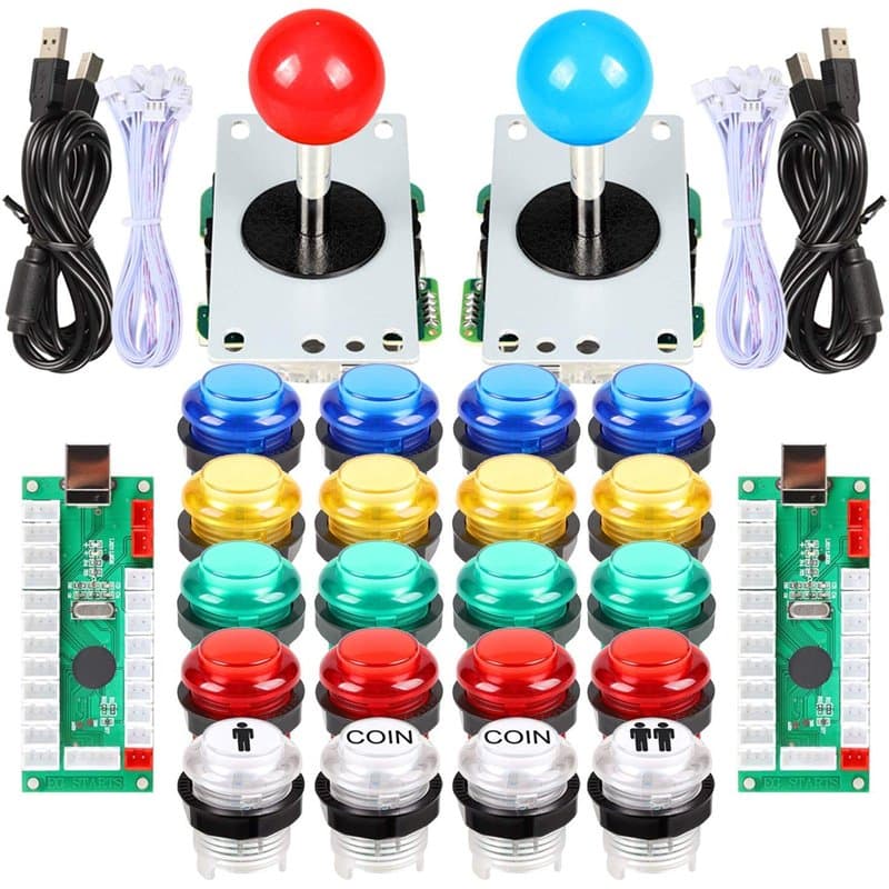 EG STARTS Arcade Classic Kit DIY Pièces USB LED Encoder pour PC Console Jeux 2x 8 voies Joystick 20 x 5 V Boutons lumineux lumin