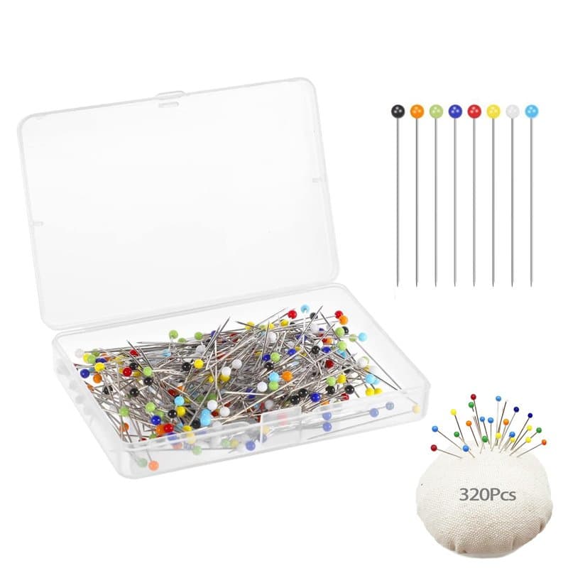 Eupneicu Épingles Couture, 320 Pcs Epingle À Tête Ronde en Verre, 38 Mm Epingles Couturiere Multicolores, pour Tissu, Bijoux, Lo