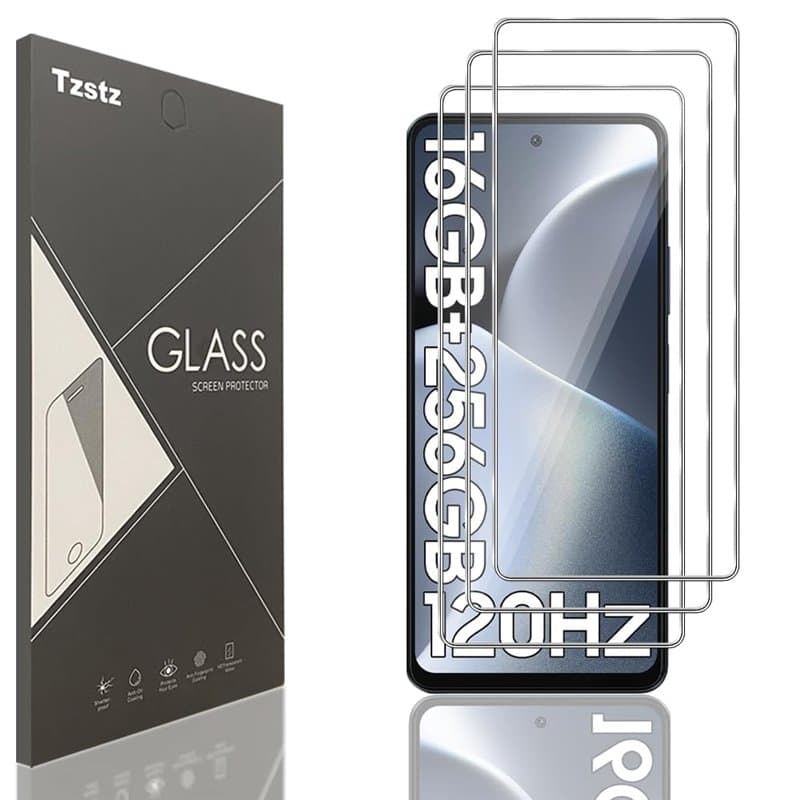 Tzstz 3 Pièces Verre Trempé pour Blackview Shark 8 Protection Écran ,Dureté 9H,Sans Bulles, Anti-Rayures,HD Film de Protection D