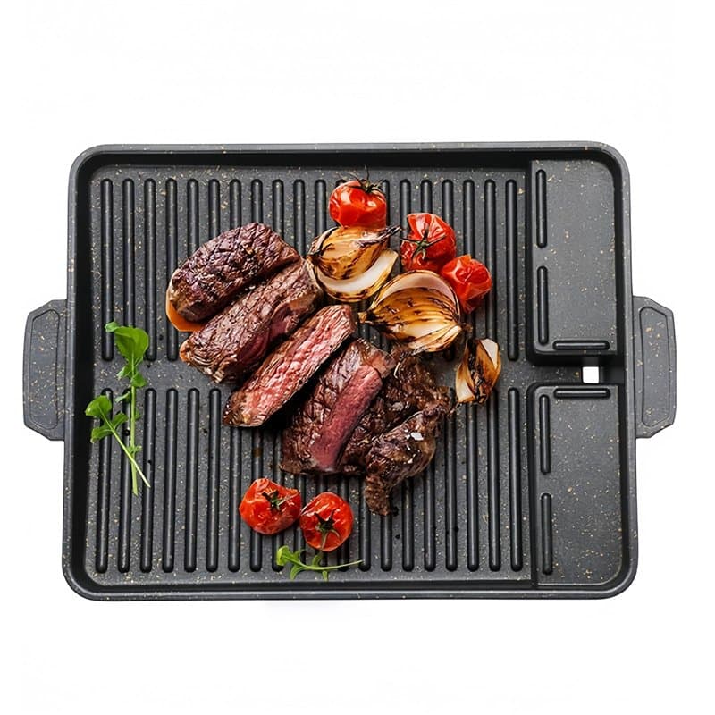Plaque de cuisson rectangulaire, pour cuisinière à gaz, poêle à gril, 37 x 26 cm, poêle à griller antiadhésive pour réchaud de c