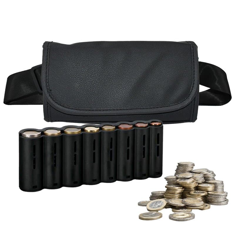 KNGNGK Sacoche Banane Serveur, Sacoche de Service en PU avec Monnayeur Euro, Portefeuille de Serveur, Sacoche Serveur Monnayeur