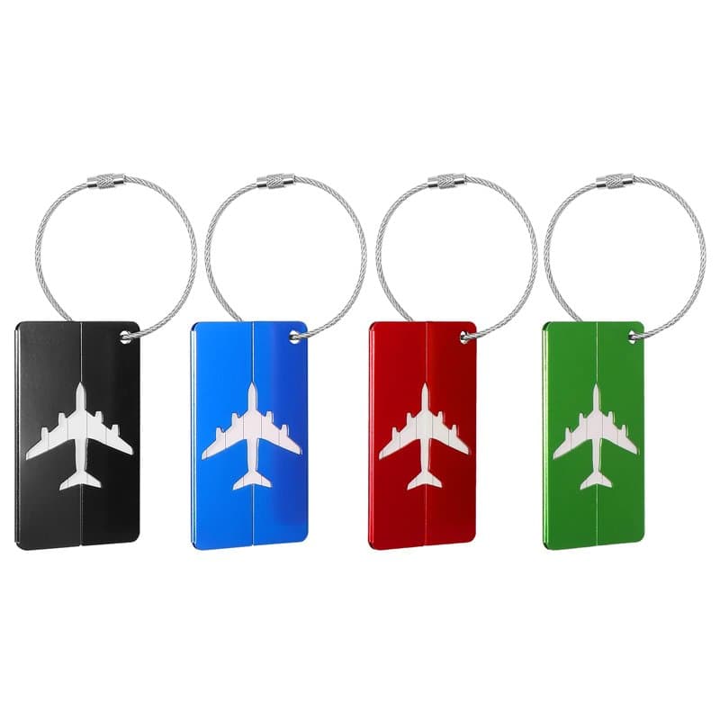 Blendura Lot De 4 éTiquettes Bagages en Aluminium, Etiquette Valise pour Valises avec Carte D'Informations Personnelles, AdaptéE
