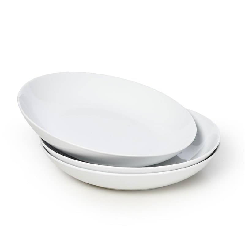 WishDeco Lot de 3 Assiettes à pâtes, Assiettes Creuses en Porcelaine 650ml/22 oz, Bols à Pâtes Blanches, Saladier Ceramique, Ass