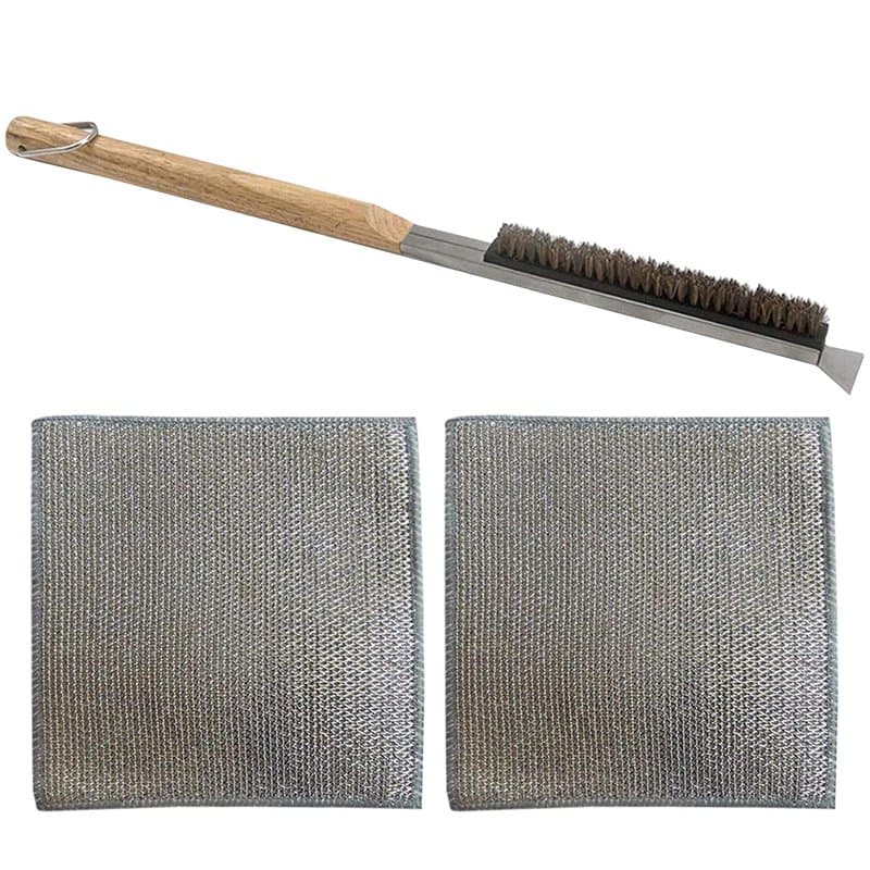 1 Brosse À Pizza, 2 Chiffons De Nettoyage, Brosse pour Four À Pizza, Brosse De Nettoyage pour Four À Pizza, Brosse De Nettoyage