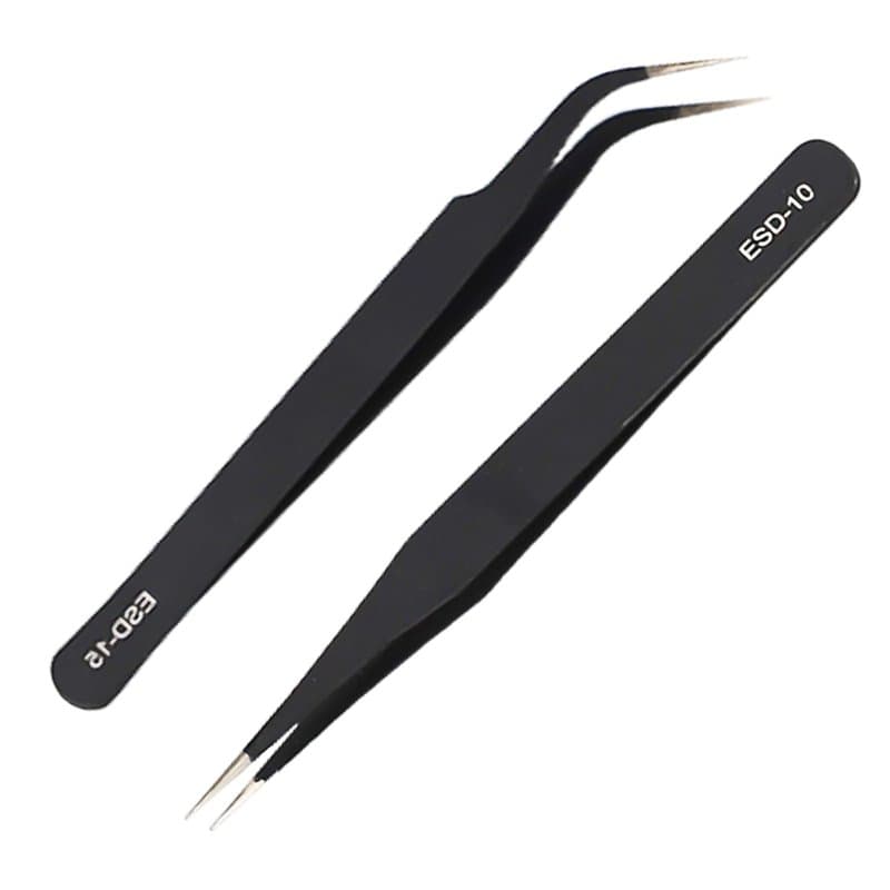 Lot de 2 pinces de précision ESD en acier inoxydable antistatique pour ordinateur, réparation électronique, bijoux, laboratoire,