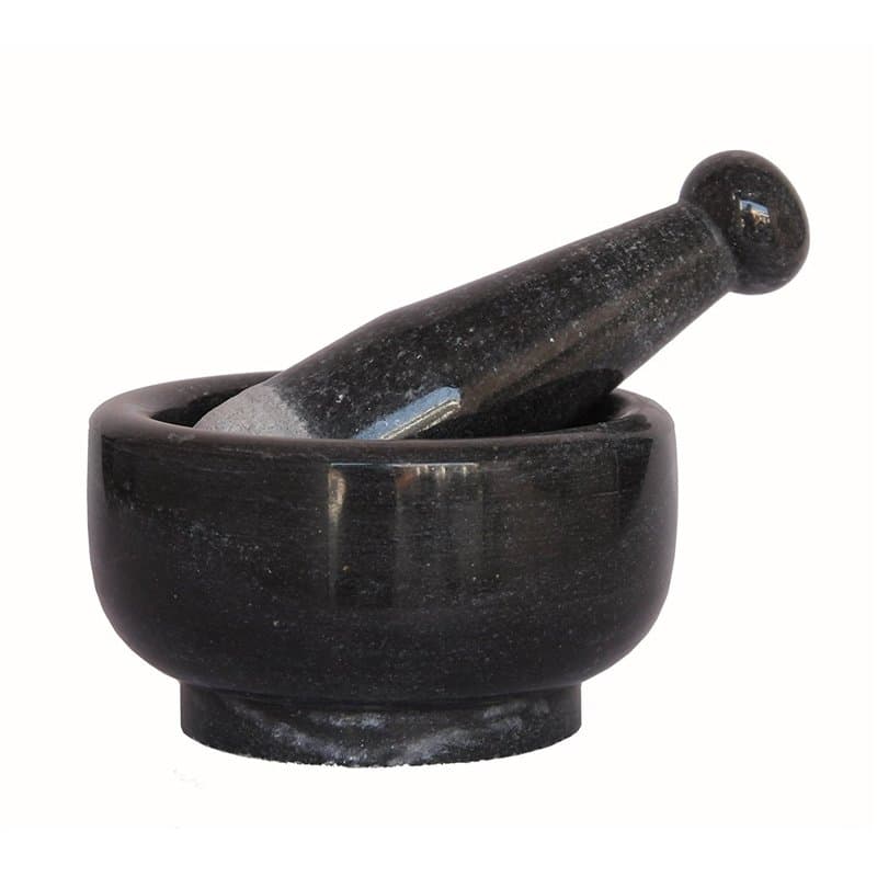 KLEO Ensemble de mortier et pilon en pierre naturelle de 12,7 cm de diamètre comme moulin à épices, presse-purée – Okhli & Musal