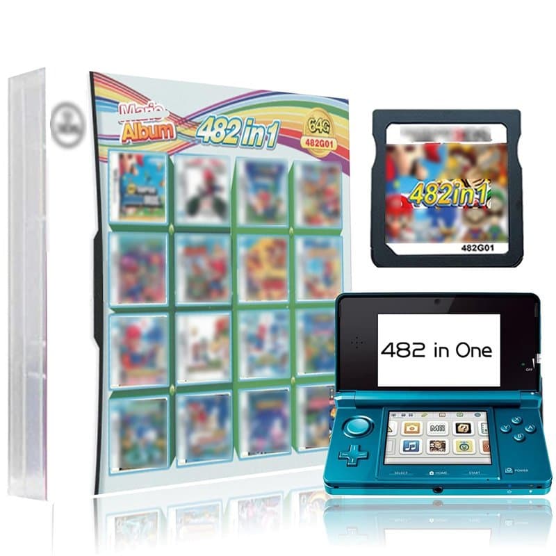 DS Game, 482 in 1 Game Cartridge Multicart, Game Pack Card Super Combo for DS DSL DSi 3DS 2DS XL/LL
