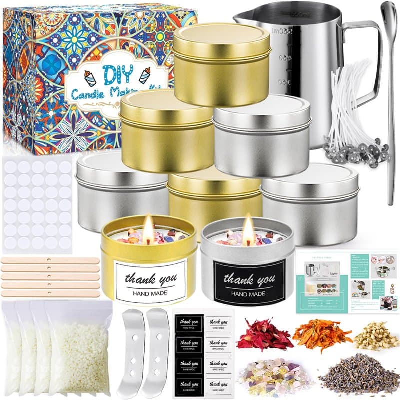 Frasheng Kit de fabrication de bougies avec cire de soja et accessoires, Bricolage Parfumées,Appropriés pour la Débutants à Avan