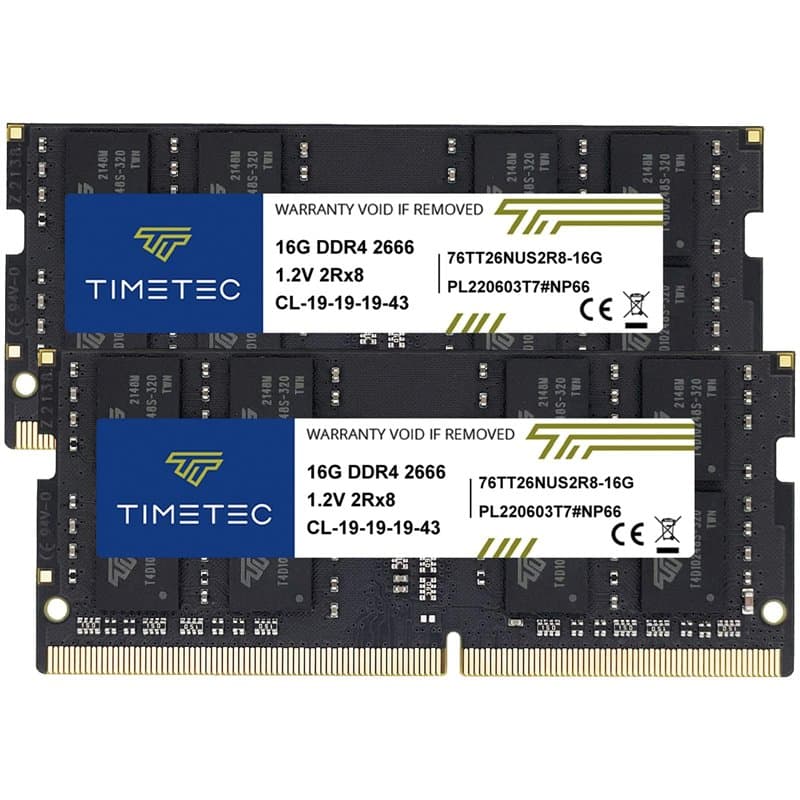 Timetec 32 Go KIT (2x16 Go) DDR4 2666MHz PC4-21300 Non ECC sans Tampon 1,2 V CL19 2Rx8 Double Rang 260 Broches SODIMM pour Ordin