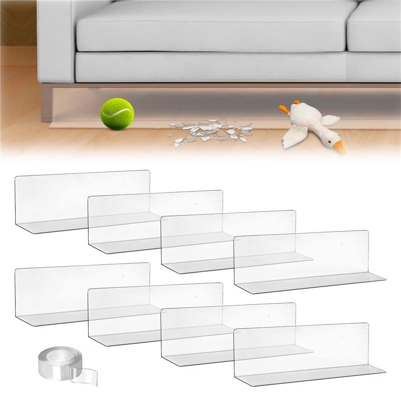 Sporgo Lot de 8 bloqueurs de jouets transparents pour meubles - Paroi acoustique forte adhésive - Empêche les objets sous le can
