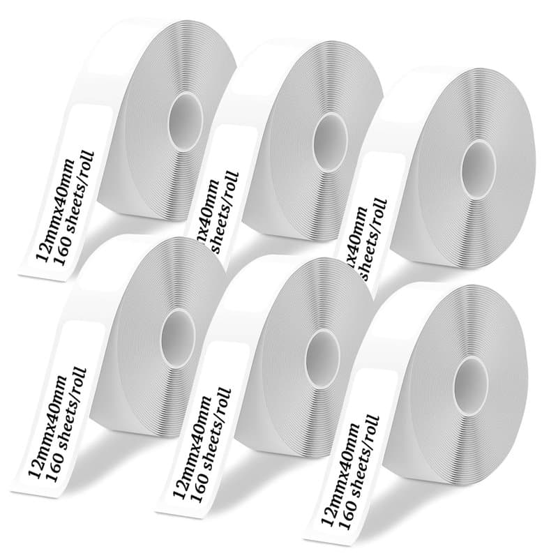 Farerkass Étiquettes Autocollantes, 6 Rouleaux D'étiquettes, 12x40mm Thermique Imprimante D'étiquettes, P15/Q30/D30/E10, pour Le