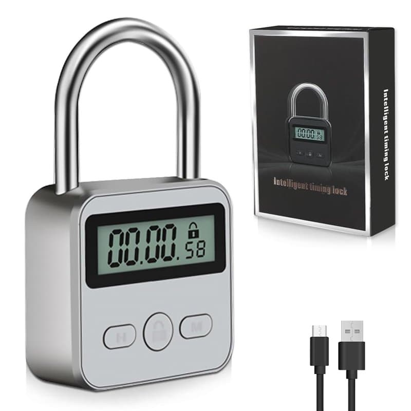 mizikuu Verrouillage de Temps, Smart Time Lock avec écran LCD Verrou de Synchronisation Cadenas de Sécurité Rechargeable USB Cad