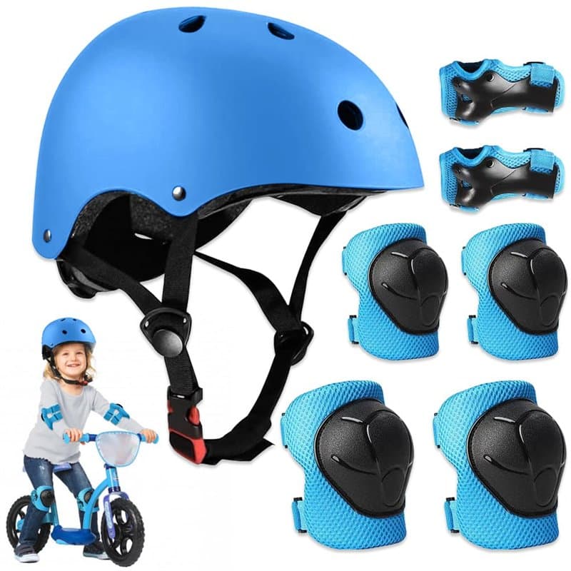 mizikuu Protection Roller Enfant, 7 en 1 Casque Vélo Enfant Kit Réglables Coudières Genouillère Protège Poignets Equipemen pour
