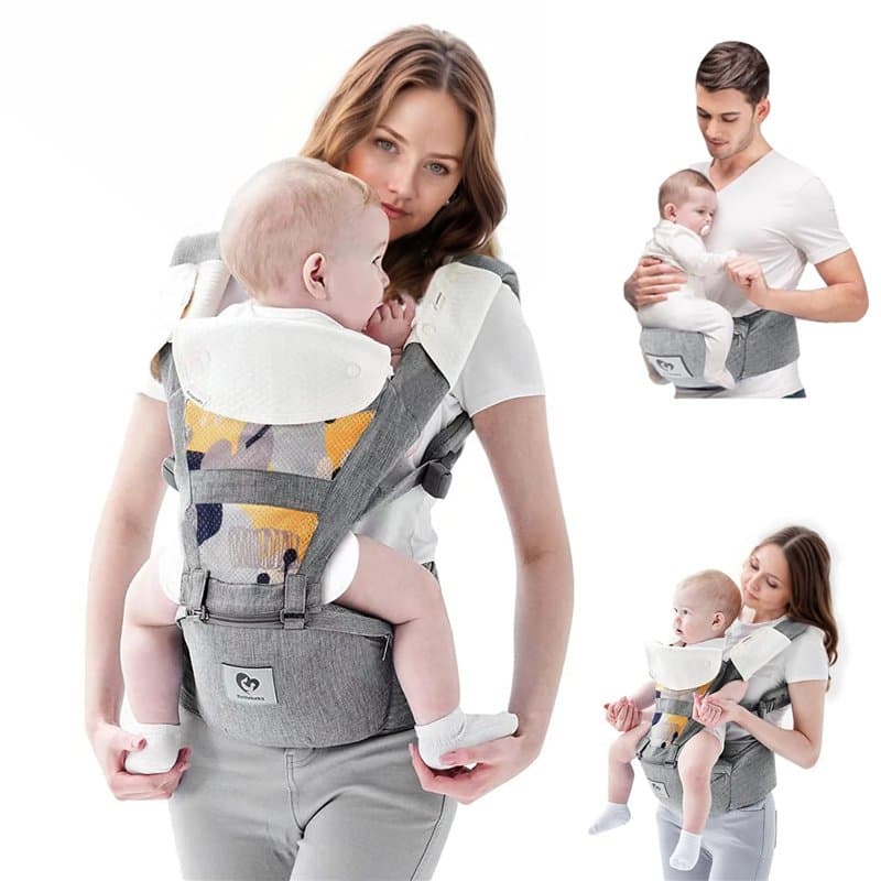 Porte Bébé, Bellababy Siège de Hanche Multifonction pour Porte Bebe de 3 à 36 mois, 6 en 1 Façons de Transporter, Toutes Saisons