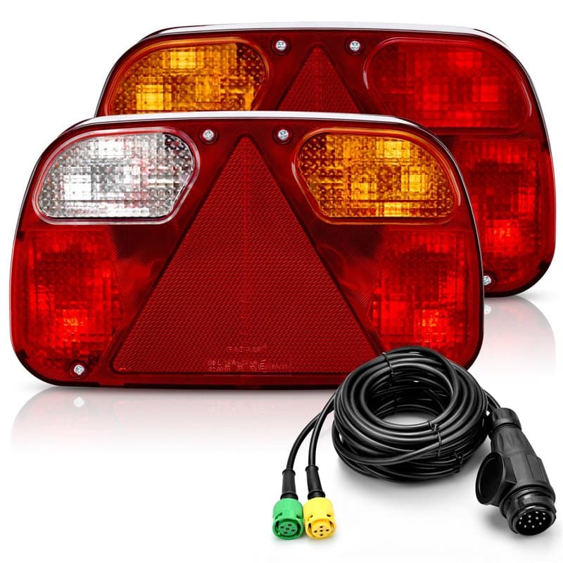 2PCS Feu de Remorque Feux Arrière,12V Feu Remorque arriere Kit,Feu Arrière de Remorque avec 6 Fonctions,5,5m De Long 13 Broches