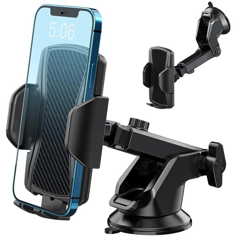 Hoppac Support Telephone Voiture, Porte Téléphone Voiture Tableau de Bord et Voiture Pare-Brise, 360 Degrés Rotation, Un Bouton
