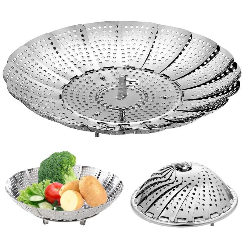 Mtskaeo Paniers cuit-Vapeur Inoxydable,Pliable Panier Vapeur pour Légumes,Facilement Ajustable à différents Pots et casseroles,p