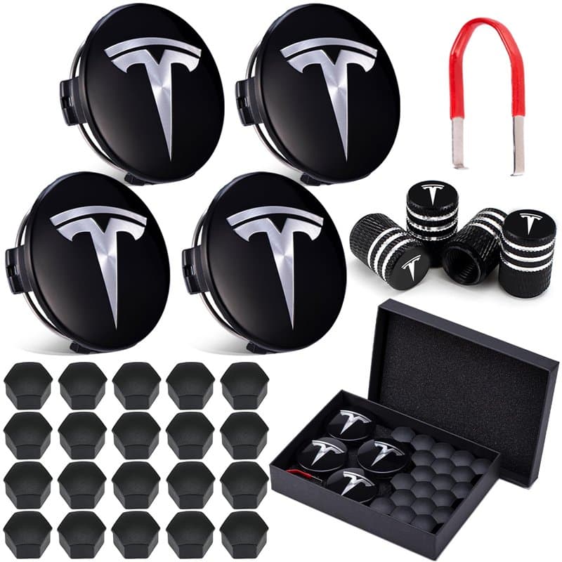 Kit d'enjoliveurs pour Tesla : kit d'enjoliveurs pour Tesla Model 3, accessoires, écrous de roue avec logo Tesla pour modèle Y,