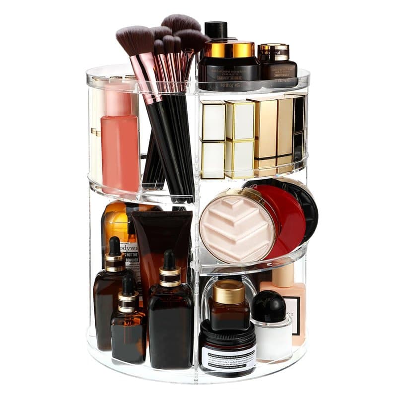 Organisateur Maquillage, Transparent Rotatif 360° PréSentoir Cosmétique Grande Capacité, Rangements pour Produits Cosmétiques Po