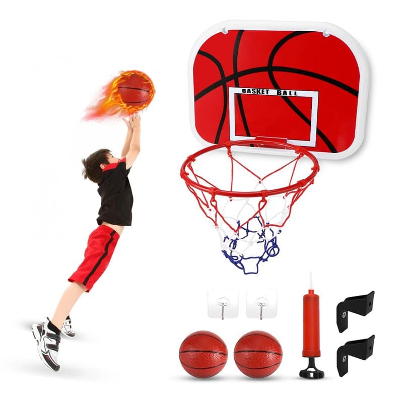 Mini Panier de Basket Set, Panier de Basket Interieurt avec Ballon de Basket、Pompe à Ballon und Outils d'installation, Mini Pani