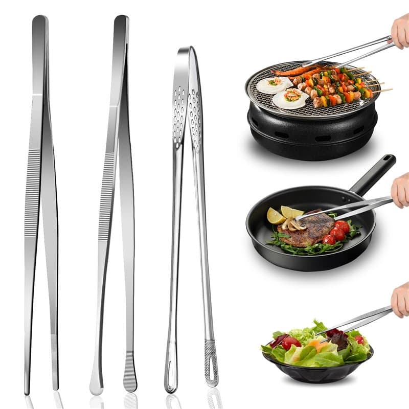 LUOJINYI Lot de 3 pinces de cuisine professionnelles en acier inoxydable - Pour la cuisine, les barbecues, la cuisine, les fêtes