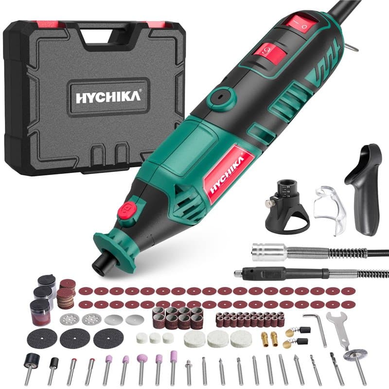 Outil Rotatif HYCHIKA 170W, Kit d’Outils Rotatifs à Vitesse Variable Avec Arbre Flexible, Kit d’accessoires 173pcs et Outil Mult
