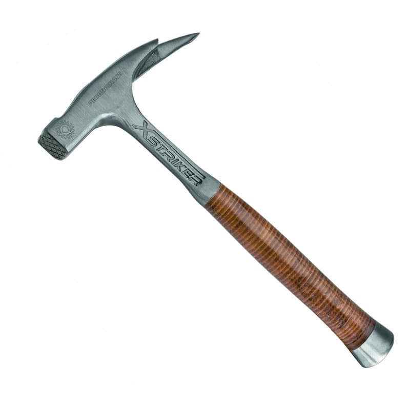 Peddinghaus 5130070000 Xstriker Marteau de plafonneurs face raboteux magnétique avec manche en cuir, Argent/Brun, 965 g