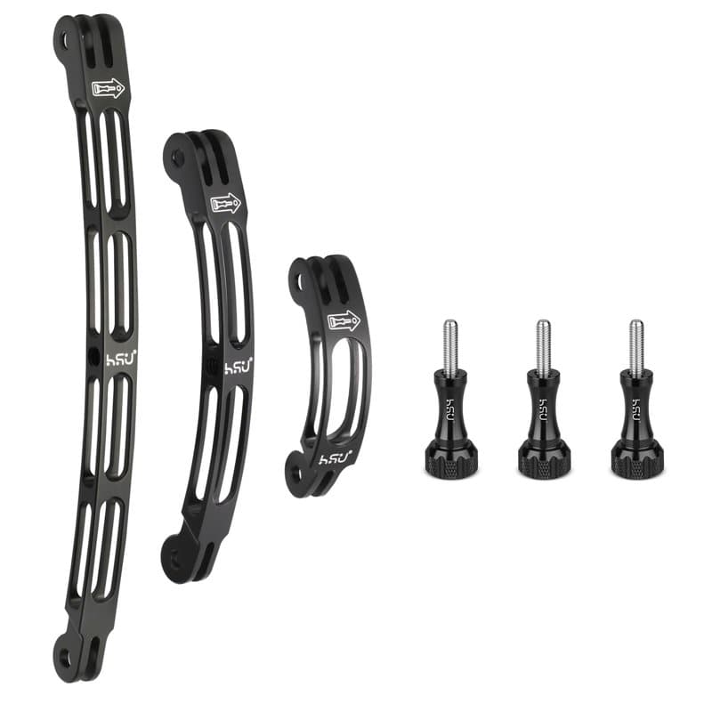 HSU Bras d'extension arqué en Aluminium pour GoPro Hero 12/11/10/9/8/7/6/5/4/3 et Autres caméras d'action