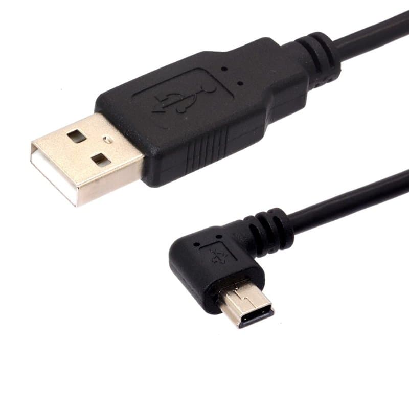Mini câble USB 2.0 A mâle vers angle, cordon de charge de synchronisation de données mini 5P à angle droit de 90 degrés pour Gar