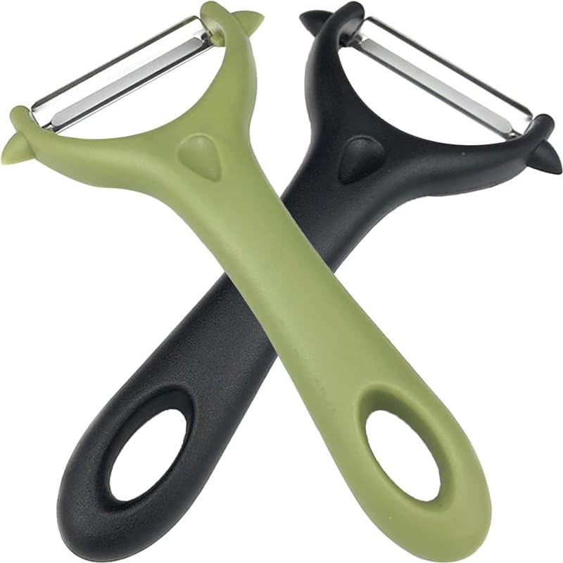 BELSVOR Lot de 2 éplucheurs, 2 éplucheurs en acier inoxydable, 14,5 x 7,5 cm, éplucheur noir et vert, éplucheur de pommes de ter