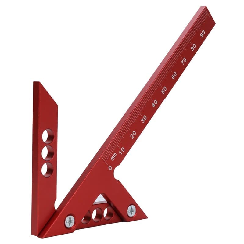 QWORK® Centre Finder Jauge de Ligne 105 mm - 45°& 90° - Règle de Charpentier en Alliage d'Aluminium, Outil de Mesure Précis pour