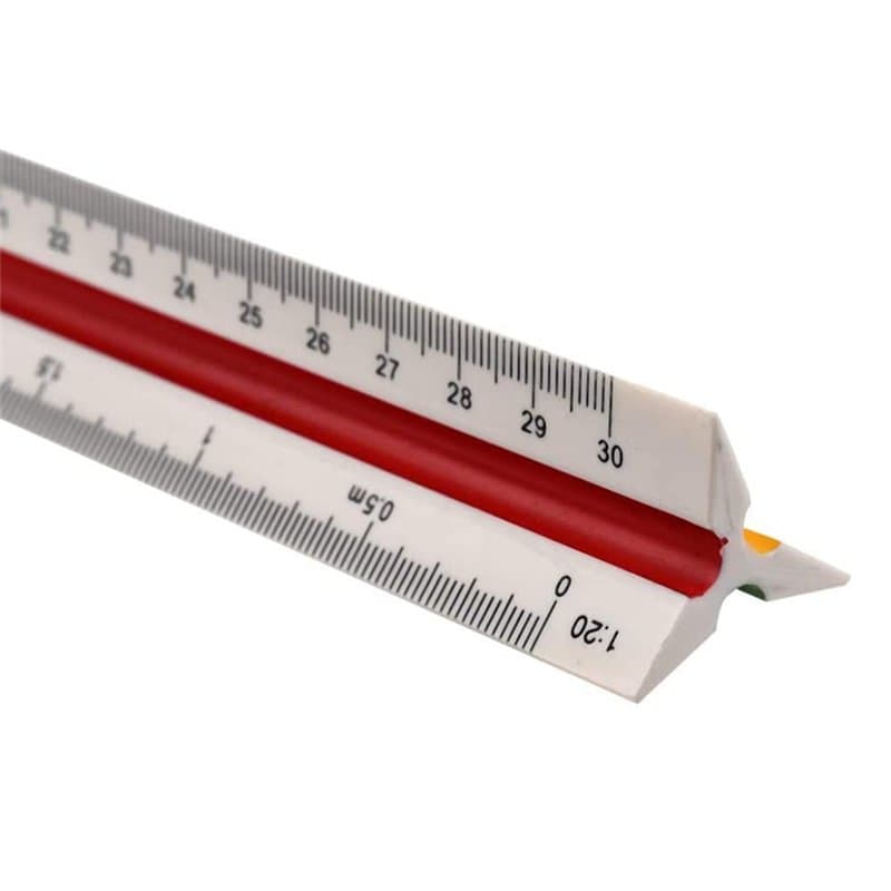 Roysmart Règle en plastique graduée triangulaire, règle d'échelle de 30 cm, échelle triangulaire, échelles métriques 1:20 1:25 1